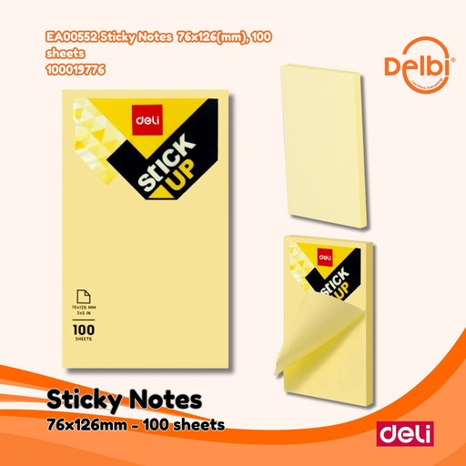 [100019776] DELI EA00552 Sticky Notes 76x126(mm), 100 sheets BX12