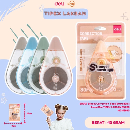 [100158840] EH367 School Correction Tape(5mmx30m) 5mmx30m TIPEX LAKBAN BX12 BX288
