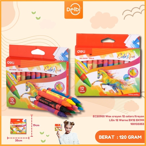 [100133353] EC20900 Wax crayon 12 colors Krayon Lilin 12 Warna BX12 BX144