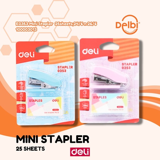 [100003013] E0353 Mini Stapler 25sheets,24/6 n 26/6 HEKTER