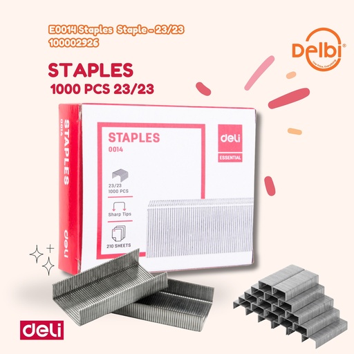 [100002926] E0014 Staples Staple 23/23 DELI STAPLESS HEKTER REFIL BX5