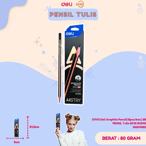 [100014550] 37013 Deli Graphite Pencil(12pcs/box) 2B PENSIL Tulis BX12 BX240