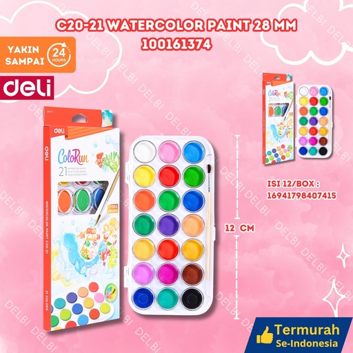 [100161374] C20-21 Watercolor Paint 28mm PAINTING MEWARNAI DELI CAT AIR 21 WARNA BX72 BX12