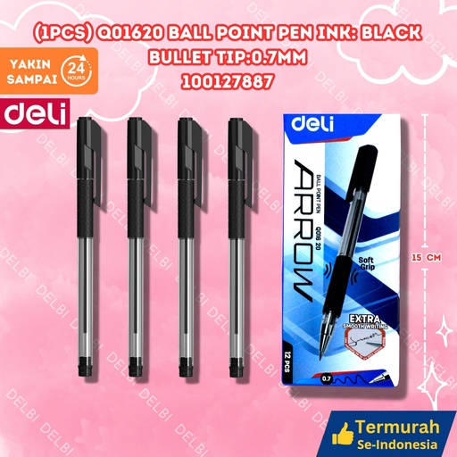 [100127887] (1PCS) Q01620 Ball Point Pen Ink Black Bullet tip0.7mm DELI BALLPEN BX144 BX3