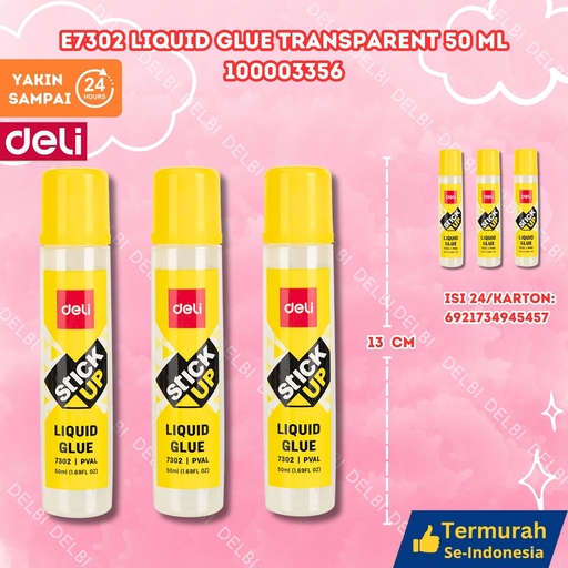 [100003356] E7302 Liquid Glue Transparent 50ml DELI LEM CAIR BX24 BX360