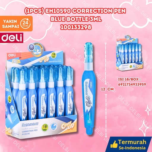 [100133298] DELI (1PCS) EH10590 Correction Pen Blue bottle 3ml PENGHAPUS TIPEX CAIR BX576 BX18