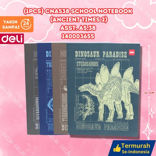 [140003655] DELI (1PCS) CNA538 School Notebook (Ancient Times 2) ASST. A5 38 BUKU TULIS BX320 BX320