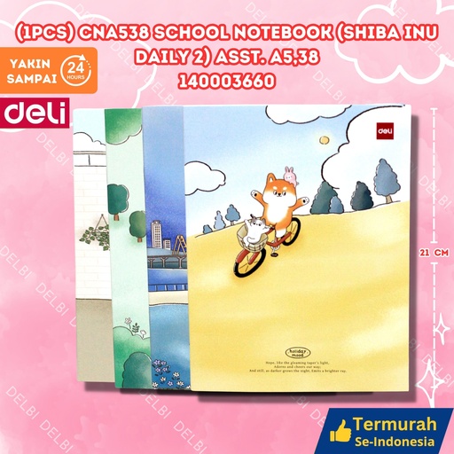 [140003660] (1PCS) CNA538 School Notebook (Shiba Inu Daily 2) ASST. A5,38 DELI BUKU TULIS SHIBA 2 BX320 BX10