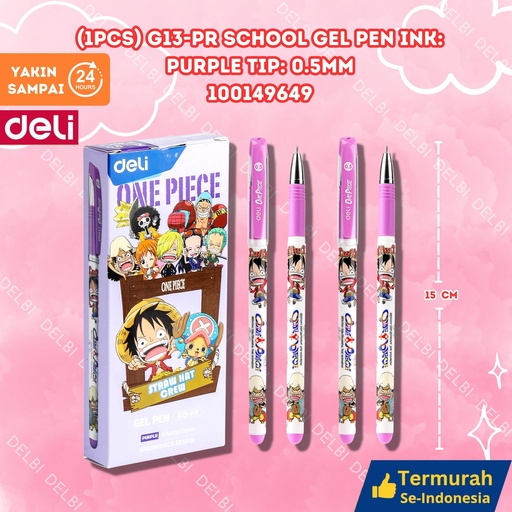 [100149649] (1PCS) G13-PR School Gel Pen InkPurple Tip 0.5mm DELI PULPEN TINTA 0.5 PURPLE BX144 BX12 BX3