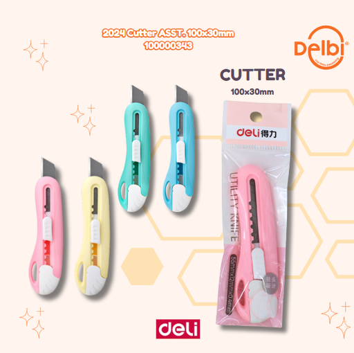 [100000343] DELI 2024 Cutter ASST. 100x30mm PISAU BX24