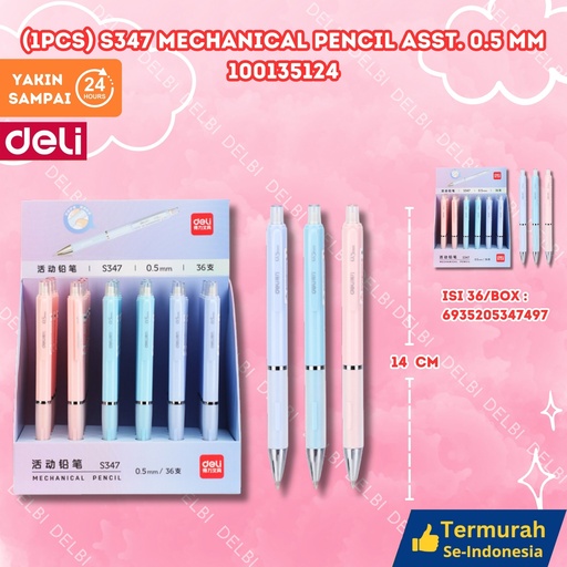 [100135124] (1PCS) S347 Mechanical Pencil ASST. 0.5mm DELI PENSIL MEKANIK BX288 BX36