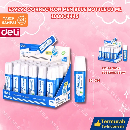 [100004445] E39292 Correction Pen Blue bottle 10ml DELI TIPEX CAIR BX24 BX576