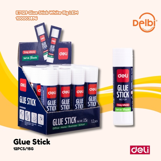 [100003896] DELI E7129 Glue Stick White 15g LEM BX12