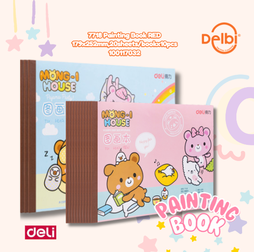 [100117032] DELI 7718 Painting Book RED 179x252mm,20sheets/bookx10pcs BUKU MEWARNAI BX10 BX200