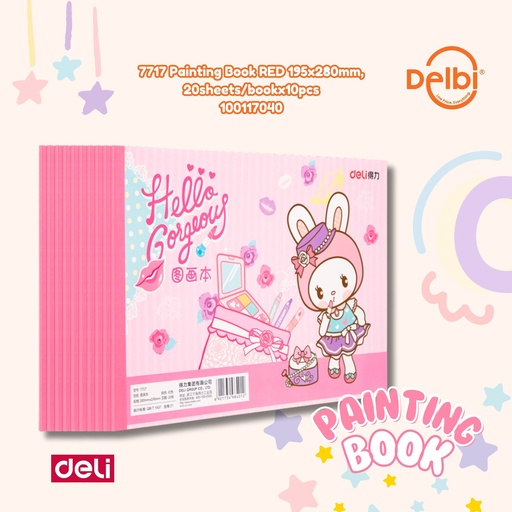 [100117040] 7717 Painting Book RED 195x280mm,20sheets/bookx10pcs DELI BUKU MEWARNAI BX10 BX200