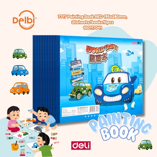 [100117041] DELI 7717 Painting Book BLUE 195x280mm,20sheets/bookx10pcs BUKU MEWARNAI BX10 BX200