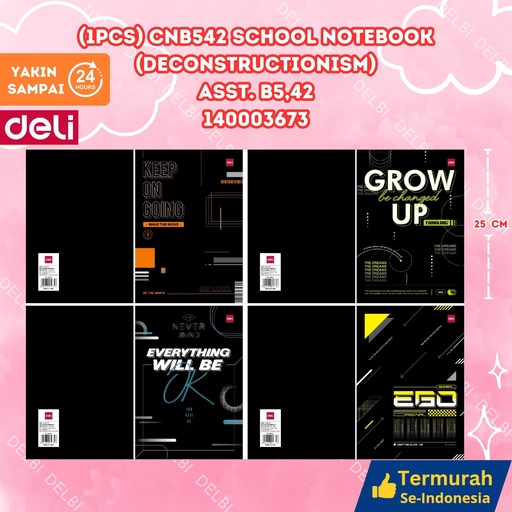 [140003673] (1PCS) CNB542 School Notebook (Deconstructionism) ASST. B5,42 DELI BUKU TULIS 42 LEMBAR DECONSTRUCNISM BX200 BX10