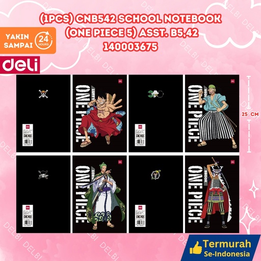 [140003675] (1PCS) CNB542 School Notebook (One Piece 5) ASST. B5,42 DELI BUKU TULIS 42 LEMBAR ONE 5 BX200 BX10