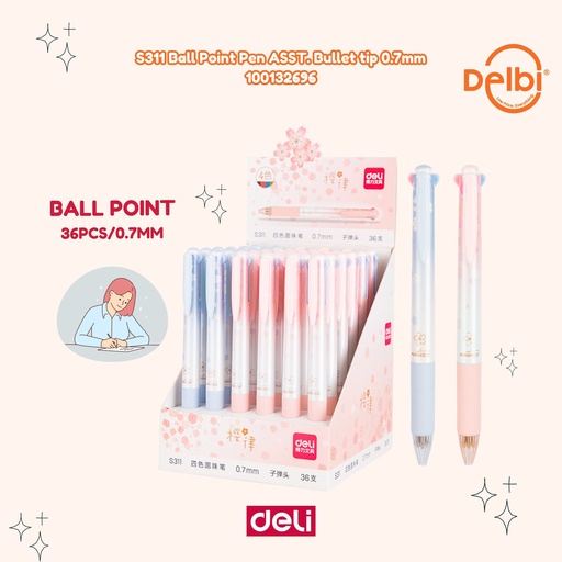 [100132696] DELI S311 Ball Point Pen ASST. Bullet tip 0.7mm BX288