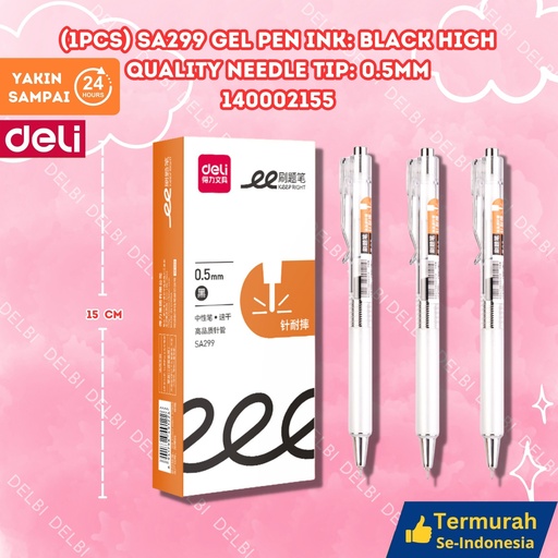 [140002155] (1pcs) SA299 Gel Pen Ink Black High quality needle tip 0.5mm DELI PULPEN TINTA 0.5 BX144 BX12 BX3