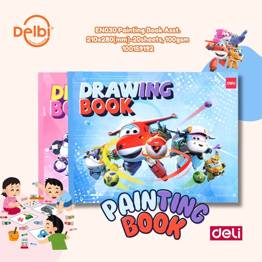 [100159192] EN030 Painting Book Asst. 210x280(mm)-20sheets, 100gsm DELI BUKU GAMBAR MEWARNAI 200 LEMBAR BX10 BX200