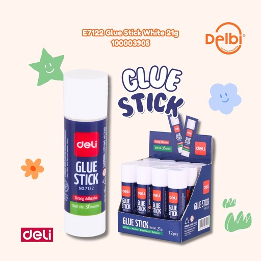 [100003905] E7122 Glue Stick White 21g DELI LEM KERTAS BX12