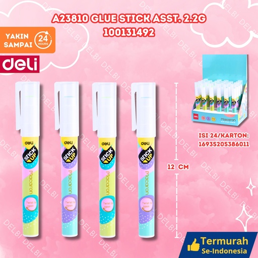 [100131492] A23810 Glue Stick Asst. 2.2g DELI LEM KERTAS UP BX24 BX192