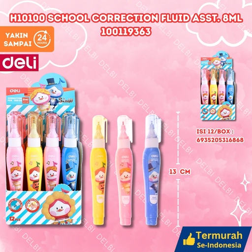 [100119363] H10100 School Correction Fluid ASST. 8ml DELI TIPEX CAIR BX576 BX12
