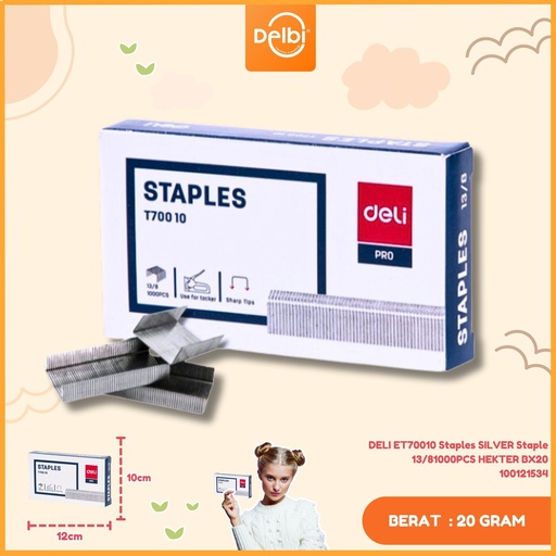 [100121534] DELI ET70010 Staples SILVER Staple 13/81000PCS HEKTER BX20