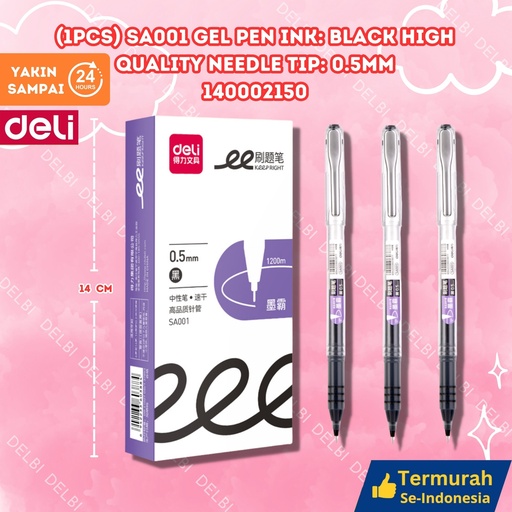 [140002150] (1pcs) SA001 Gel Pen Ink Black High quality needle tip 0.5mm DELI PULPEN TINTA 0.5 BX144 BX3 BX12