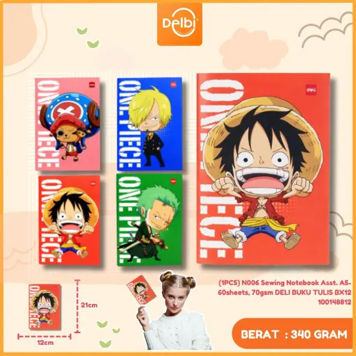 [100148812] (1PCS) N006 Sewing Notebook Asst. A5-60sheets, 70gsm DELI BUKU TULIS BX12