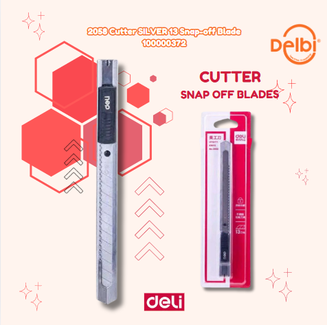 [100000372] DELI 2058 Cutter SILVER 13 Snap-off Blade PISAU BX24