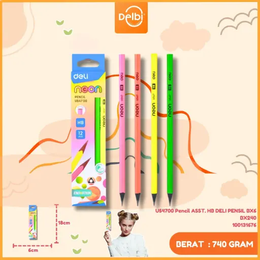 [100131676] U54700 Pencil ASST. HB DELI PENSIL BX6 BX240