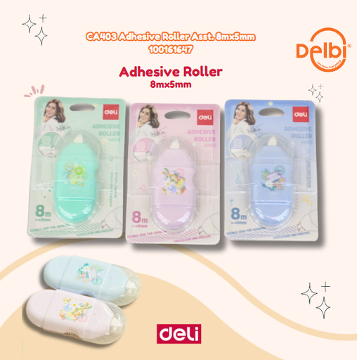 [100161647] DELI CA403 Adhesive Roller Asst. 8mx5mm BX24
