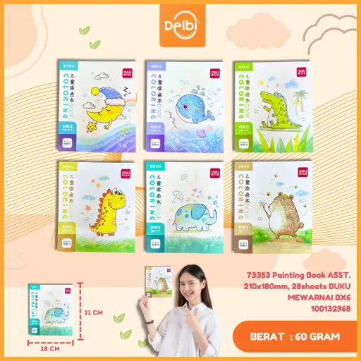 [100132968] 73353 Painting Book ASST. 210x180mm, 28sheets BUKU MEWARNAI BX6