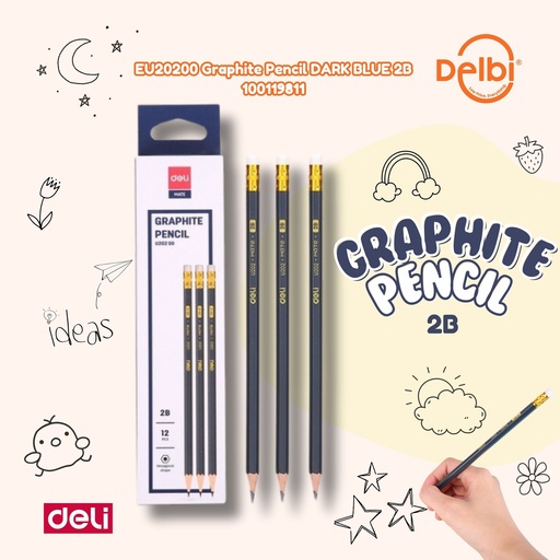 [100119811] EU20200 Graphite Pencil DARK BLUE 2B DELI PENSIL BX6 BX240