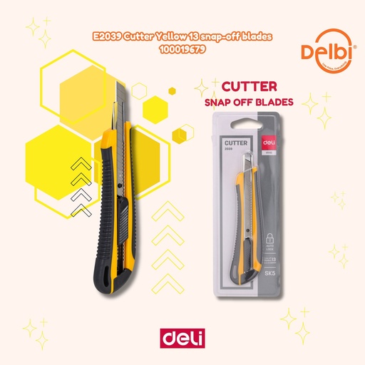[100019679] DELI E2039 Cutter Yellow 13 snap-off blades PISAU BX24