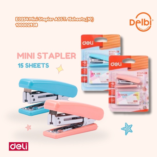 [100002938] DELI E0254 Mini Stapler ASST. 15sheets,(10 HEKTER BX12 BX288