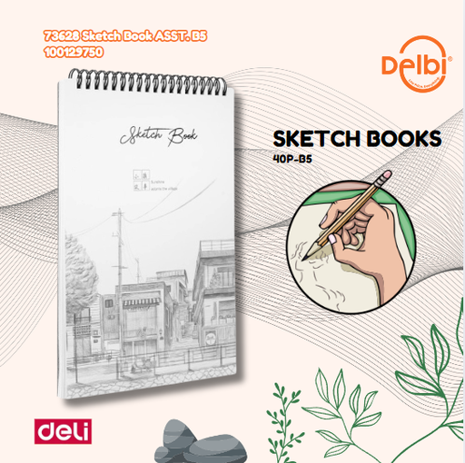 [100129750] DELI 73628 Sketch Book ASST. B5 BUKU SKETSA GAMBAR BX80