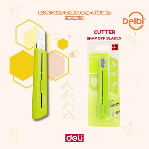 [100128424] DELI E2040 Cutter GREEN 8 snap-off blades PISAU BX12