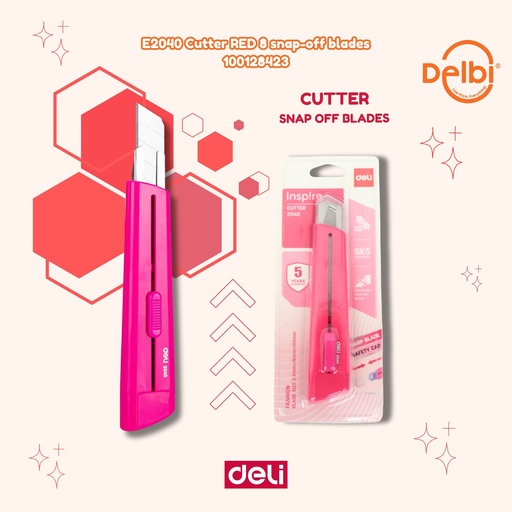 [100128423] DELI E2040 Cutter RED 8 snap-off blades PISAU BX12