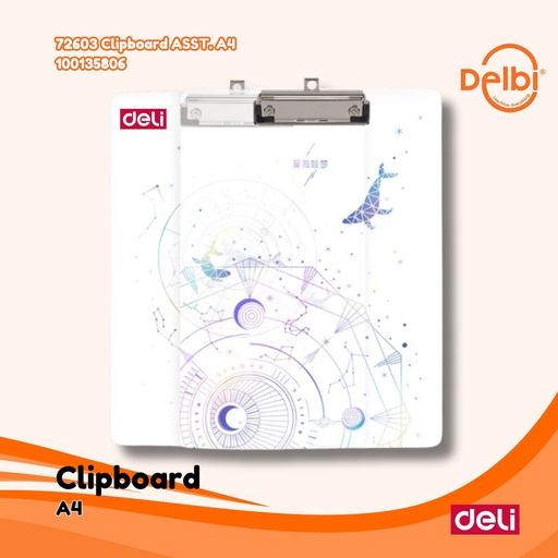 [100135806] 72603 Clipboard ASST. A4 DELI PAPAN UJIAN BX24