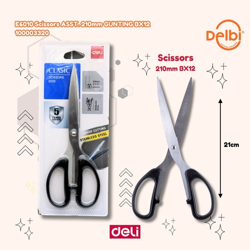 [100003320] DELI E6010 Scissors ASST. 210mm GUNTING BX12
