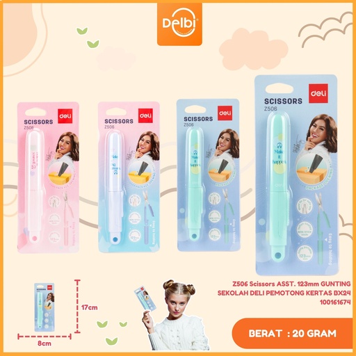 [100161674] Z506 Scissors ASST. 123mm GUNTING SEKOLAH DELI PEMOTONG KERTAS BX24