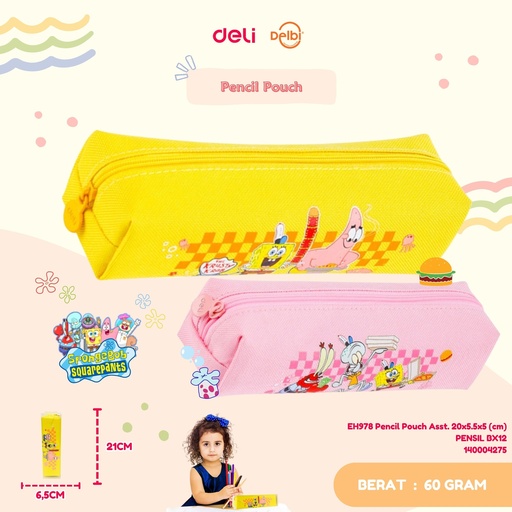 [140004275] DELI EH978 Pencil Pouch Asst. 20x5.5x5 (cm) PENSIL BX12