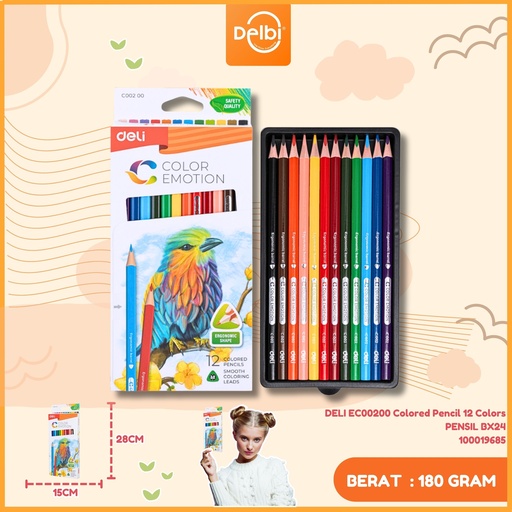 [100019685] DELI EC00200 Colored Pencil 12 Colors PENSIL BX24