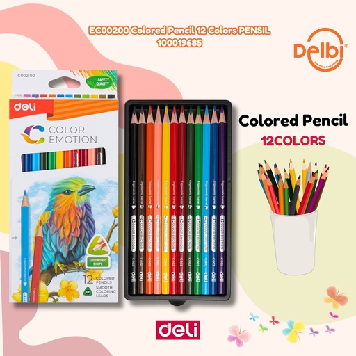 [100019685] DELI EC00200 Colored Pencil 12 Colors PENSIL BX24
