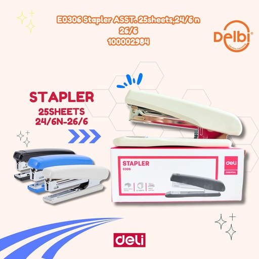 [100002984] DELI E0306 Stapler ASST. 25sheets,24/6 n 26/6 HEKTER BX12