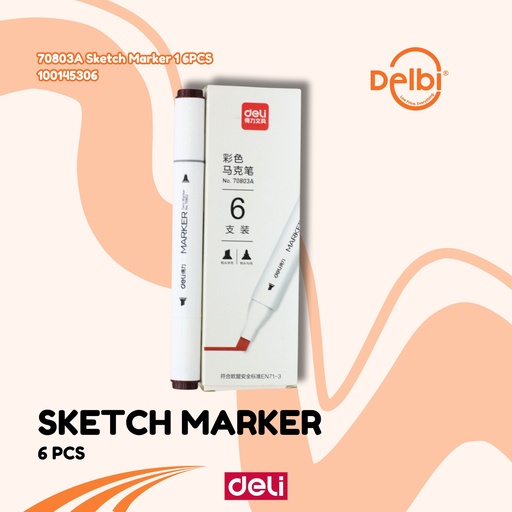 [100145306] DELI 70803A Sketch Marker 1 6PCS SPIDOL BX18