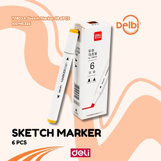 [100145326] DELI 70803A Sketch Marker 48 6PCS SPIDOL BX18
